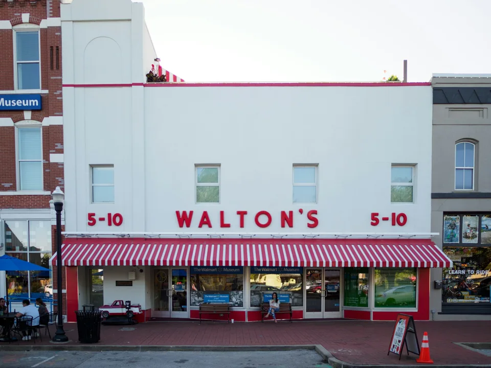 Downtown Bentonville storefront and pavement; local context, not our premises